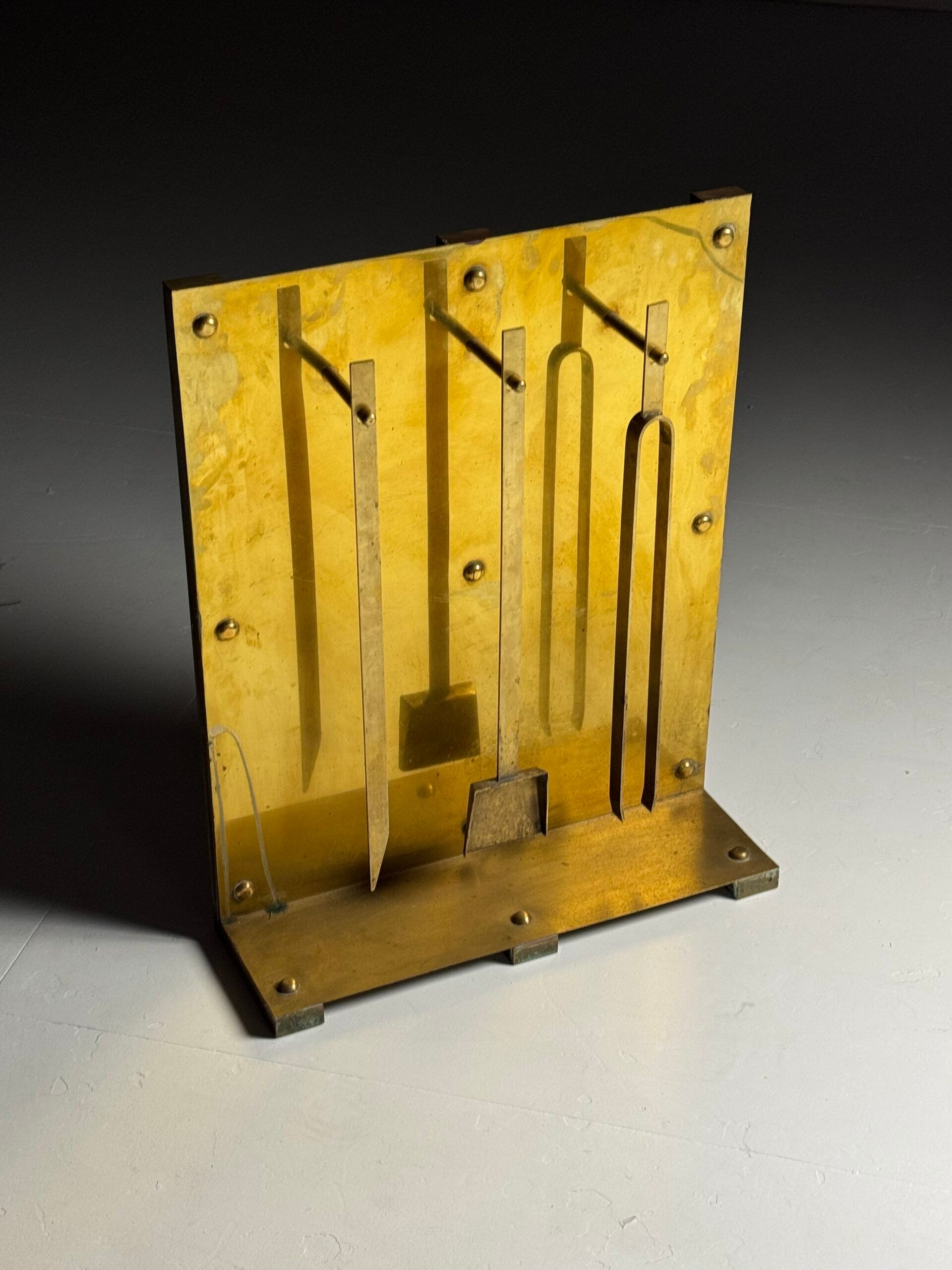 Brass fireplace set 1960s