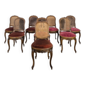 Set of 8 Louis XV style caned chairs