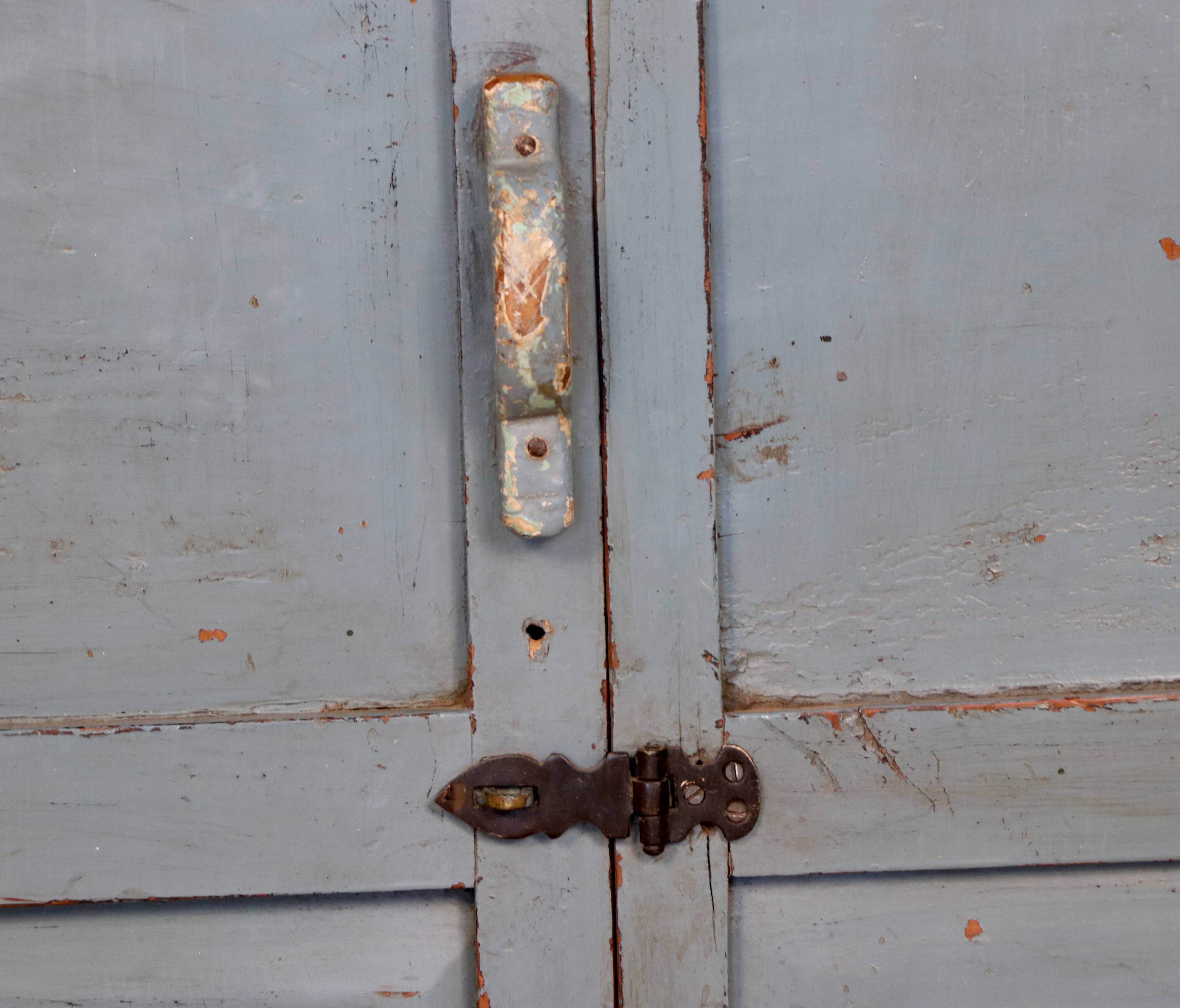 Old original grey-blue patina burmese teak sideboard