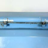 Blue industrial hanging tube light from polam gdansk, 1970s