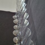 8 old champagne flutes evased blown glass model impossible