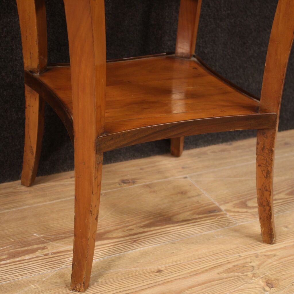 Italian side table in cherry, walnut and fruitwood