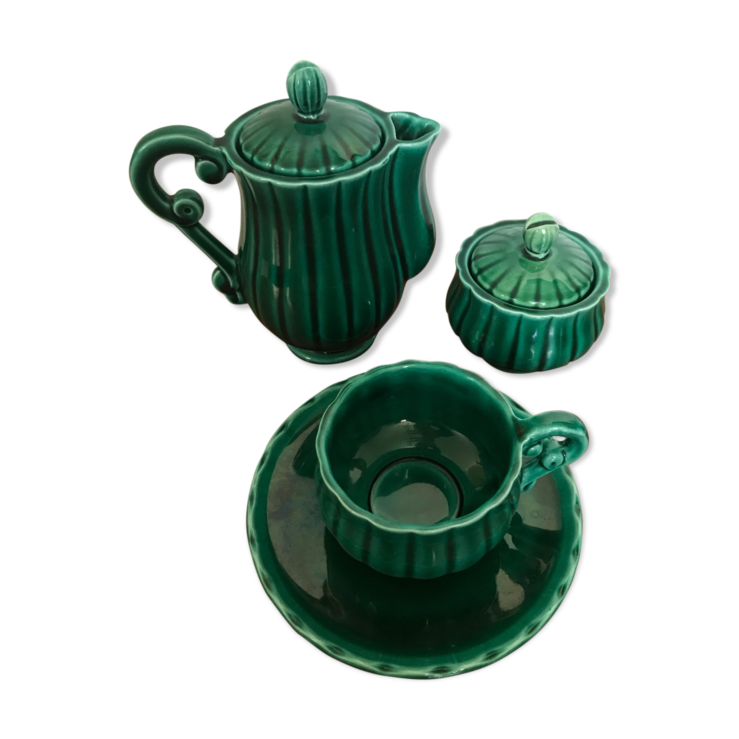 Art Deco selfish breakfast service signed Jean Pobery 1946