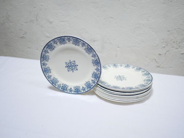 Série de 10 assiettes anciennes Terre de Fer par L.G. pour la faïencerie de Clairefontaine