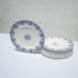 Series of 10 old Terre de Fer plates by L.G. for the earthenware factory of Clairefontaine