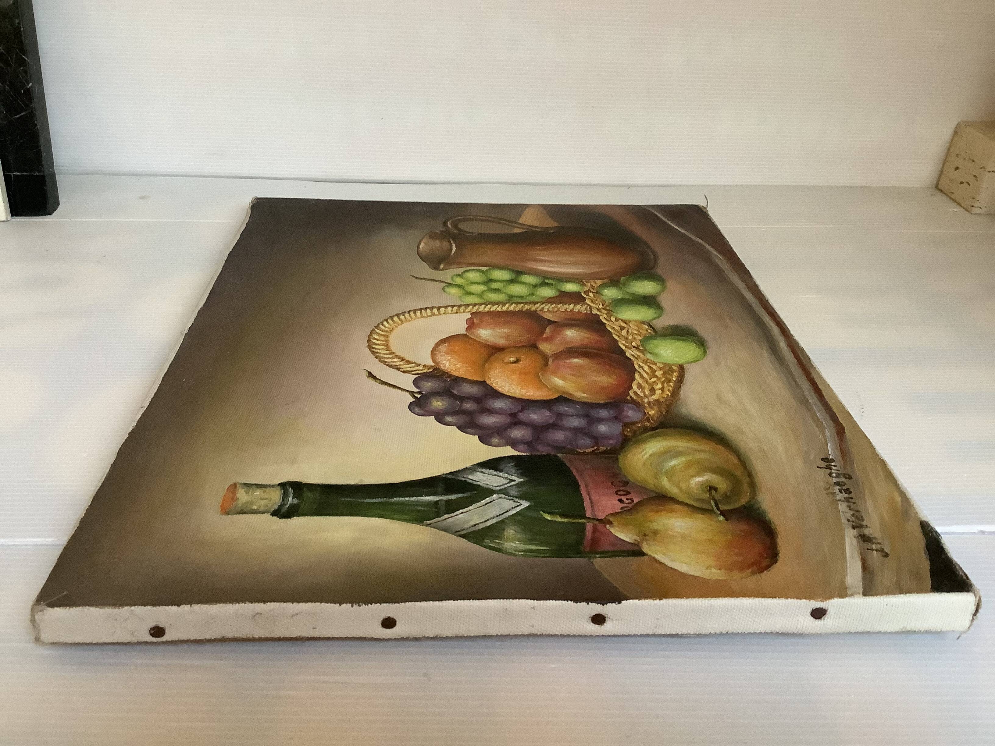 Still life painting in oil on canvas, signed.