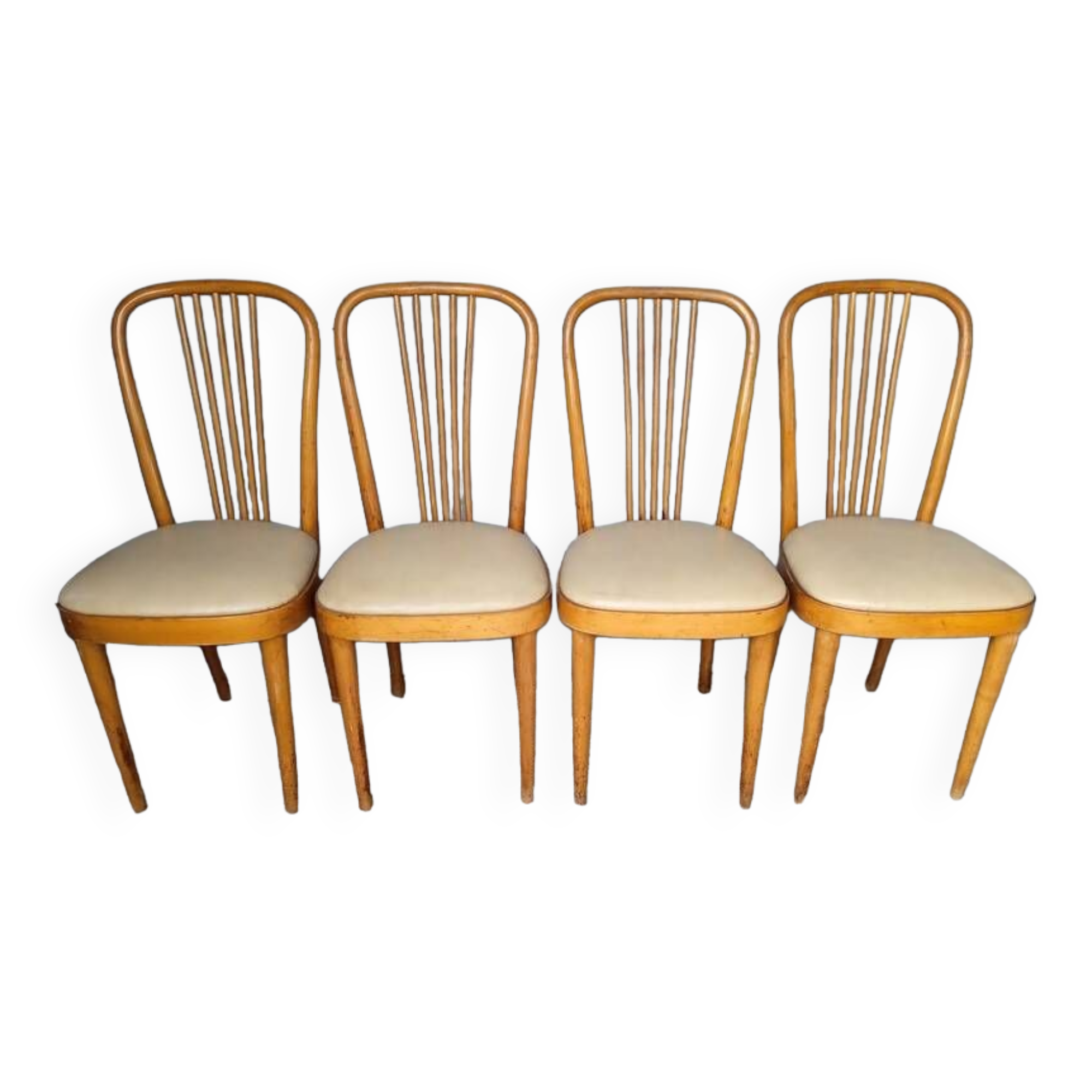 4 designer chairs in bent beech ep 1950 Italy