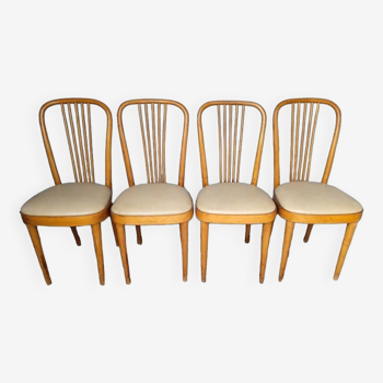 4 chaises design en hetre courbé ep 1950 italie