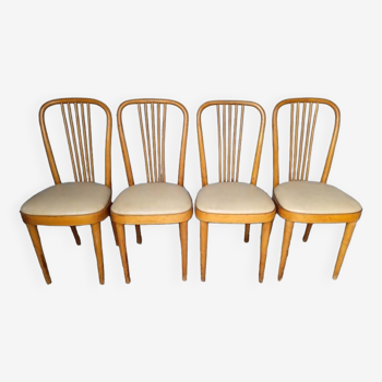 4 designer chairs in bent beech ep 1950 Italy