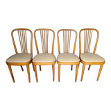 4 designer chairs in bent beech ep 1950 Italy