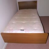 Bed + box spring for 1 person 90 x 190 from ARP Minvielle edition in mahogany