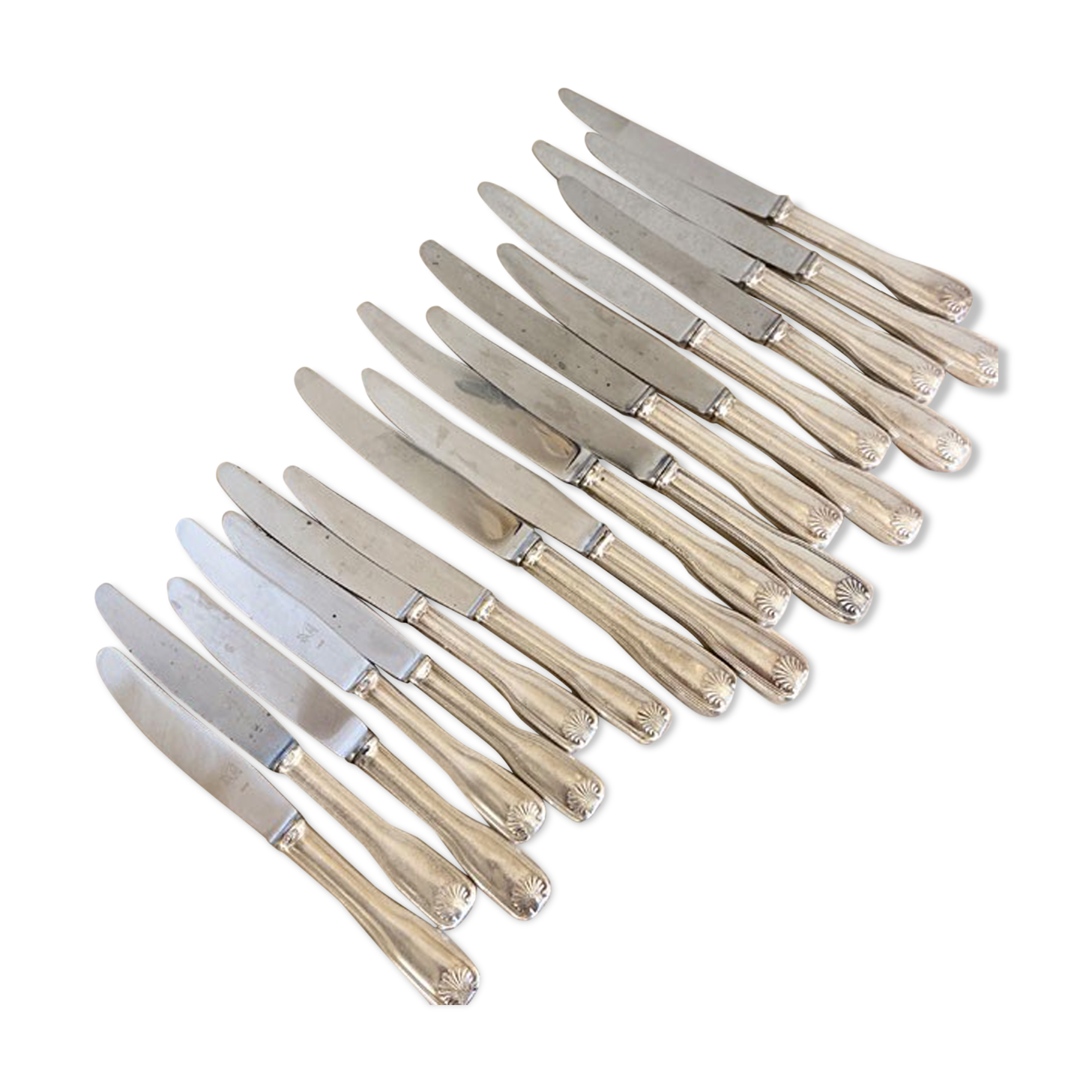 Set of 18 antique knives, silver metal