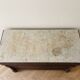 Antique wooden and white marble chest of drawers with 4 drawers.