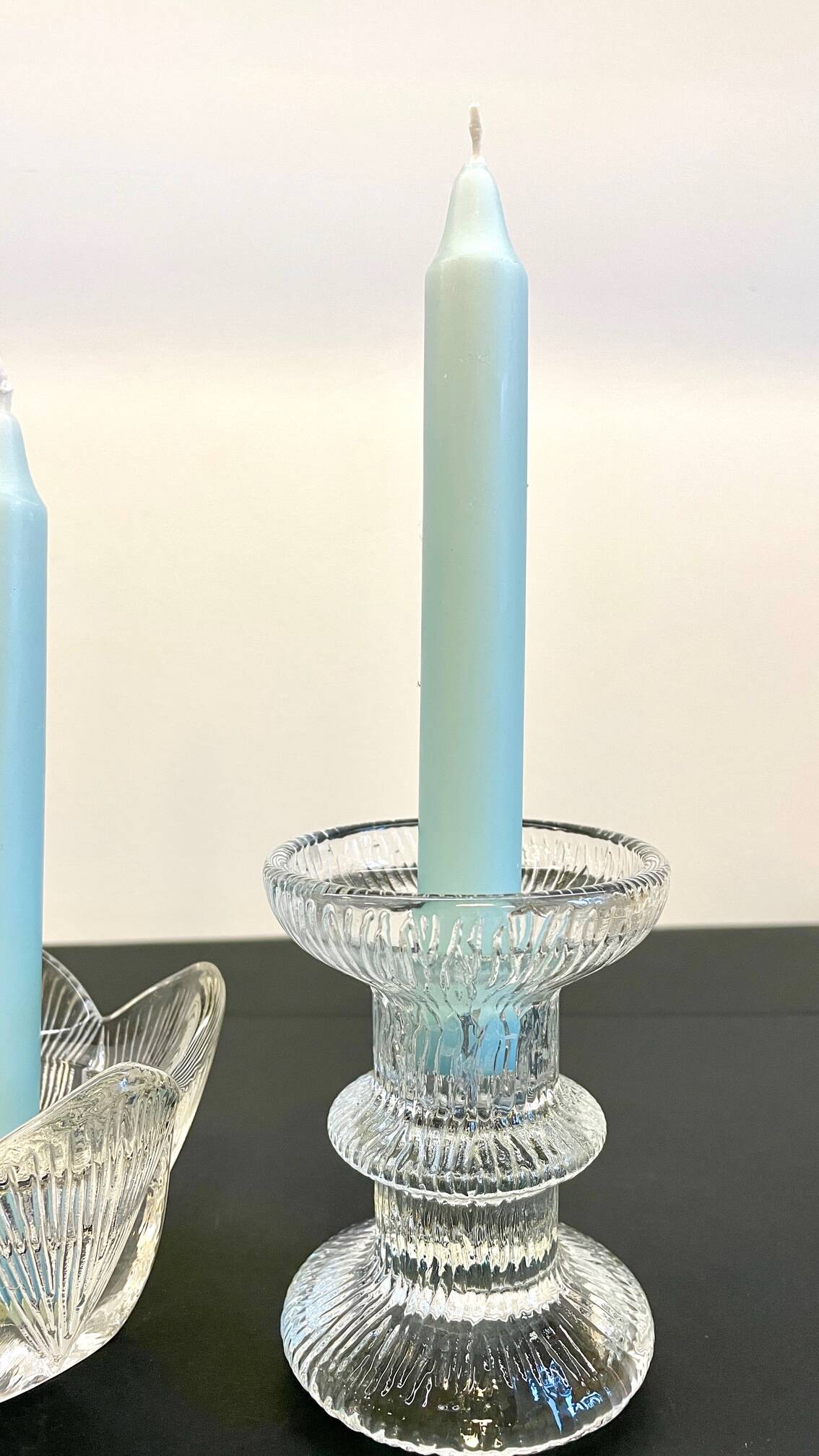Vintage-style crystal candlesticks in the style of LITTLA