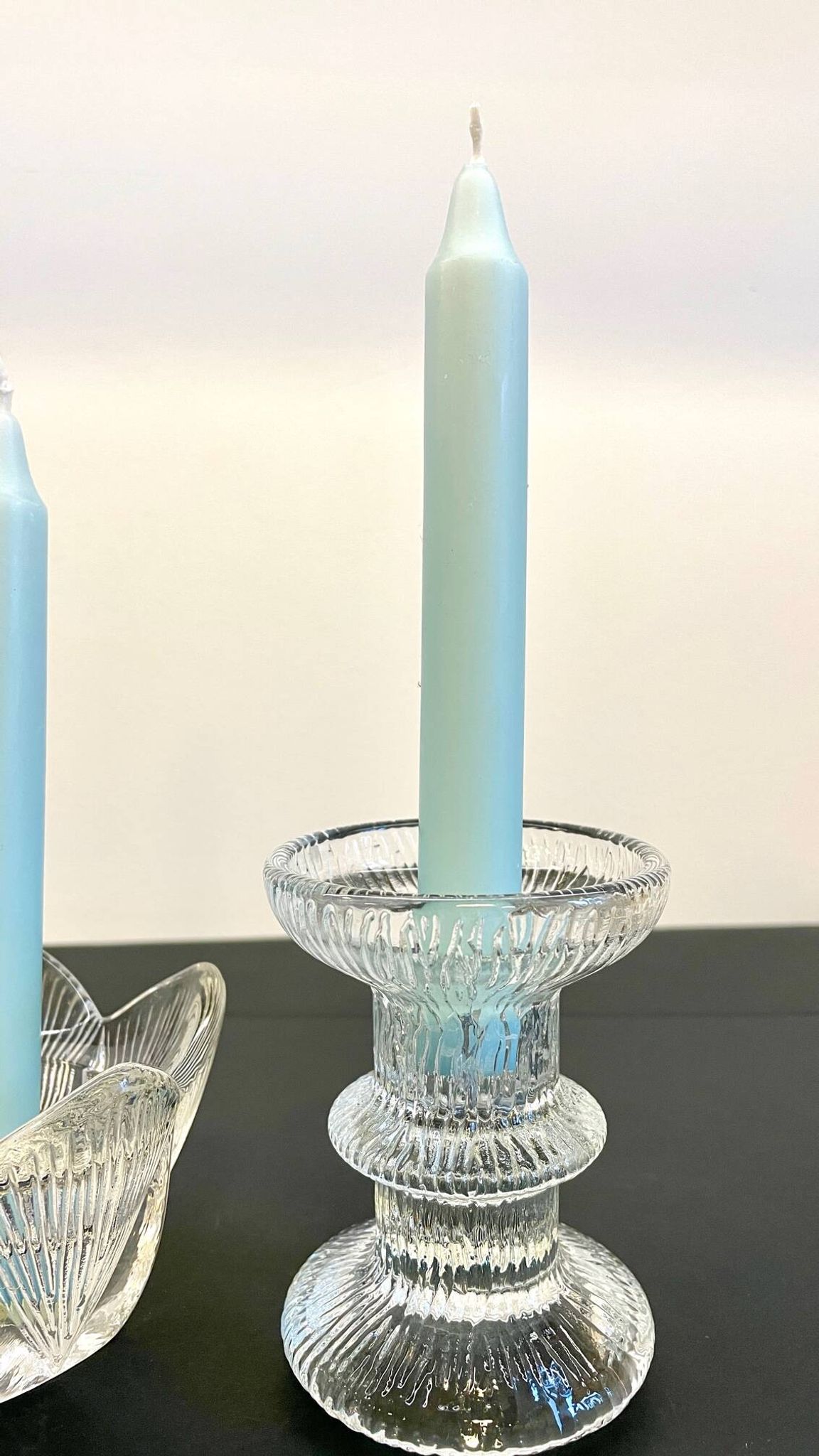 Vintage-style crystal candlesticks in the style of LITTLA
