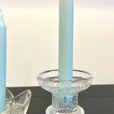 Vintage-style crystal candlesticks in the style of LITTLA