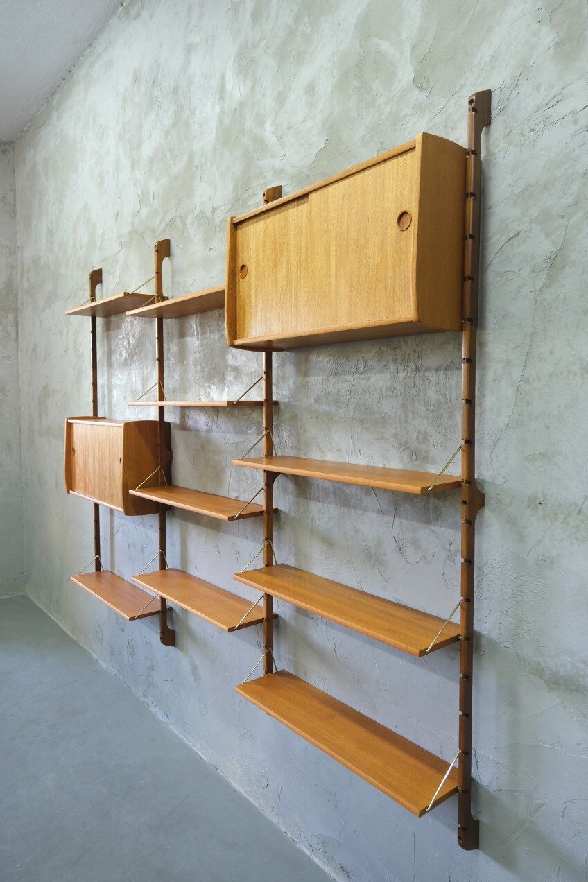 Mid-century modular teak wall unit by john texmon for blindheim mobelfabrik, norway, 1960s