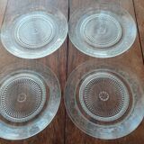 Lot d'assiettes anciennes en verre moulé