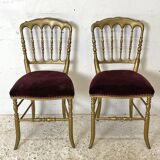 Pair of charivari chairs in gilded wood