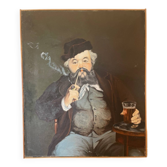 Portrait ancien, portrait d’un homme à la pipe