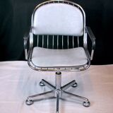 1980s Vintage Molteni and Consonni Metal & Leather Chairs - a Pair