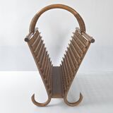 Vintage bamboo & rattan magazine rack 1960