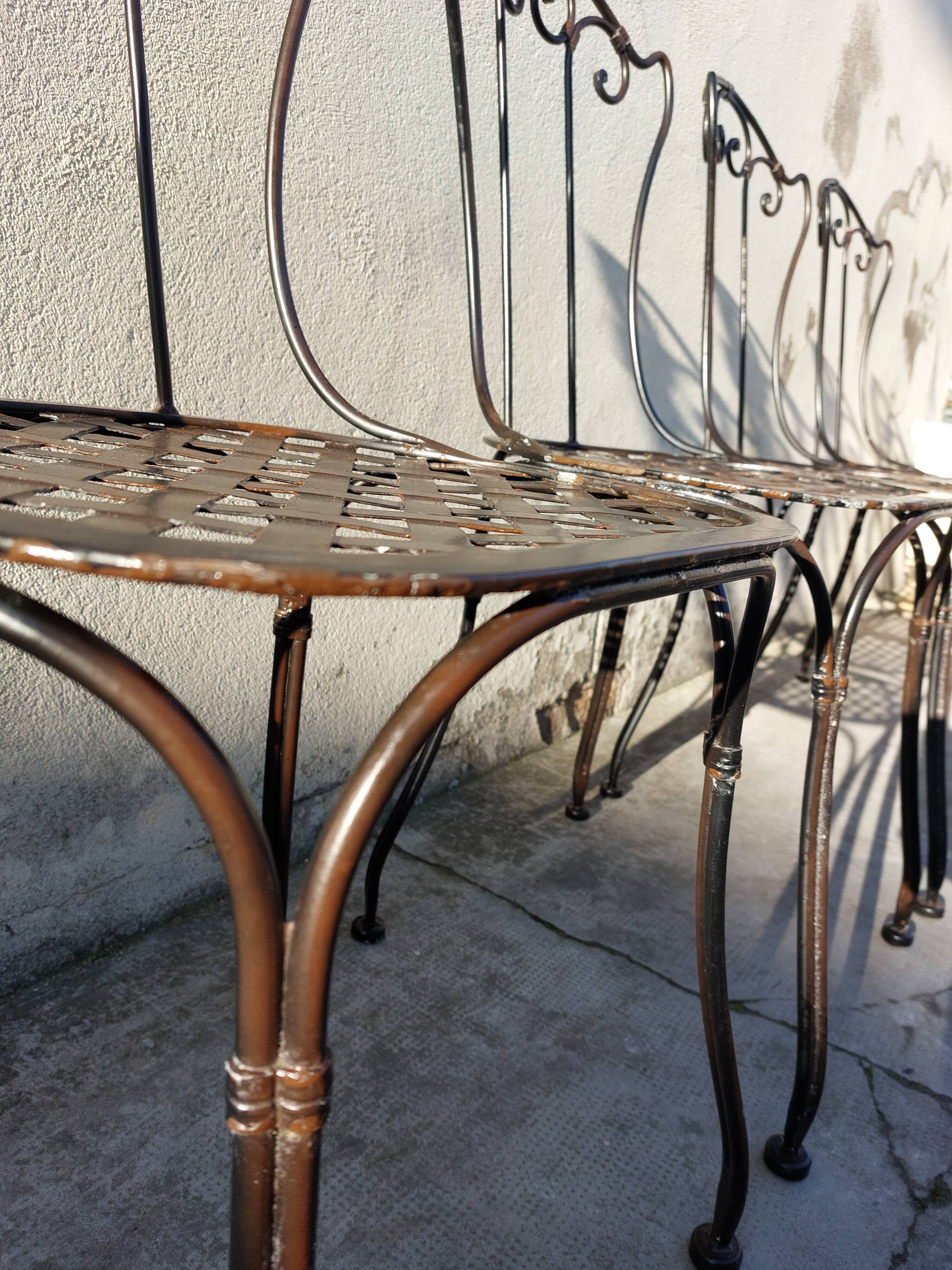 Série de 4 chaises de jardin en fer forgé