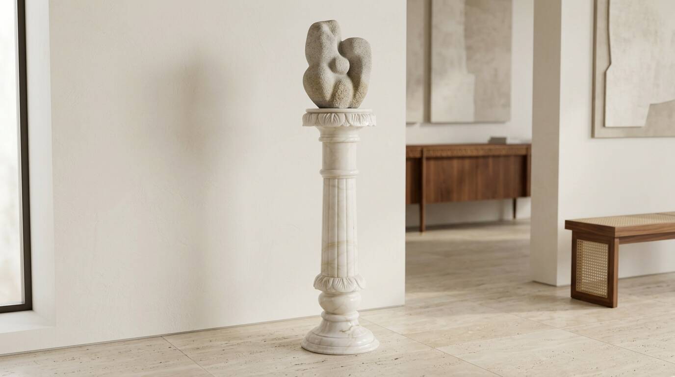 Decorative alabaster column – Vintage sculptural pedestal