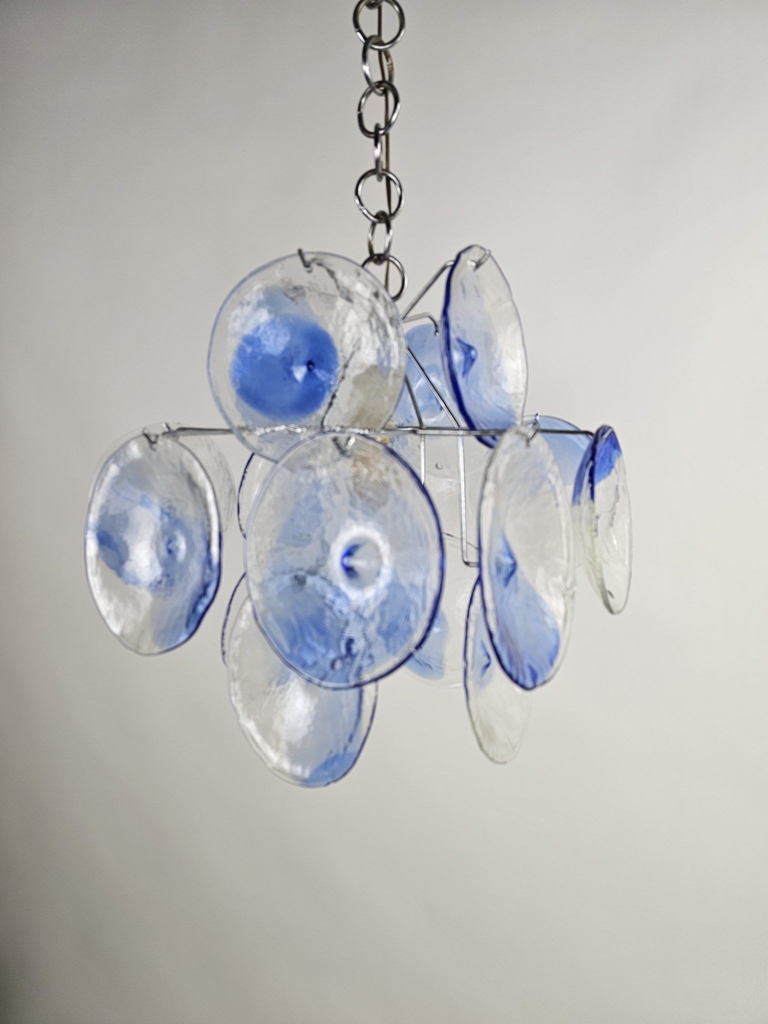 Lampe suspendue Disc bleue transparente Italie