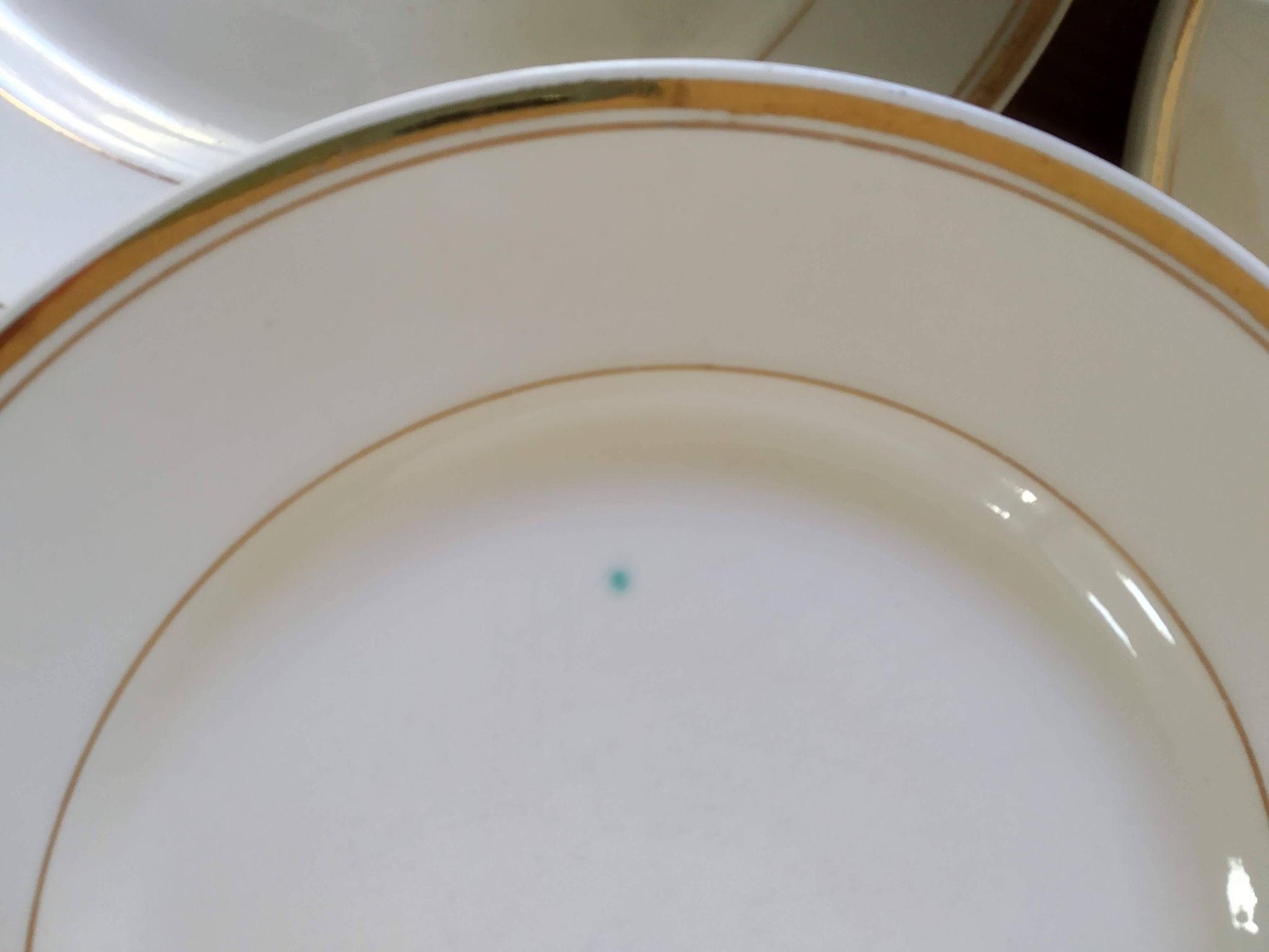 6 Vintage Moulin des Loups Gold-Edged Dinner Plates