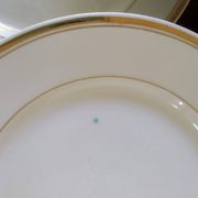 6 Vintage Moulin des Loups Gold-Edged Dinner Plates