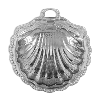 Silver-plated metal shell butter dish