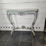 Louis XV style console in gray patinated carved wood