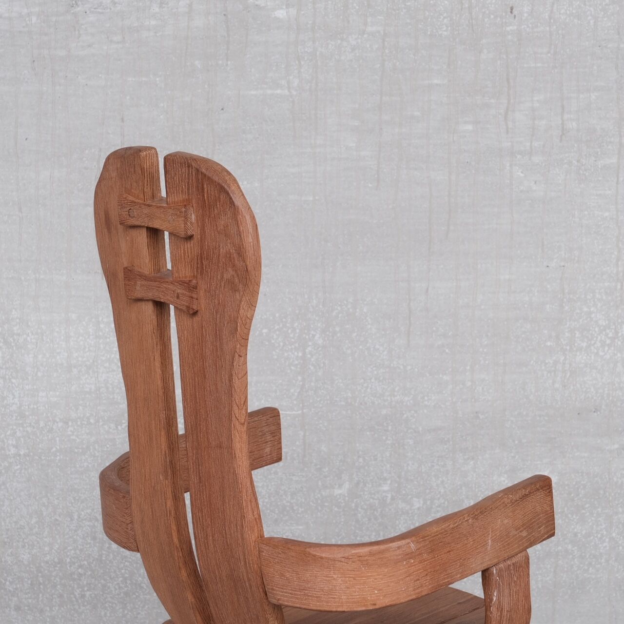 Belgium Oak Brutalist Mid-Century Chair by De Puydt
