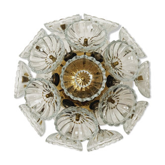 Floral brass wall lamp or flush light by Emil Stejnar for VEB