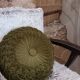 Vintage khaki velvet cushion in new condition.