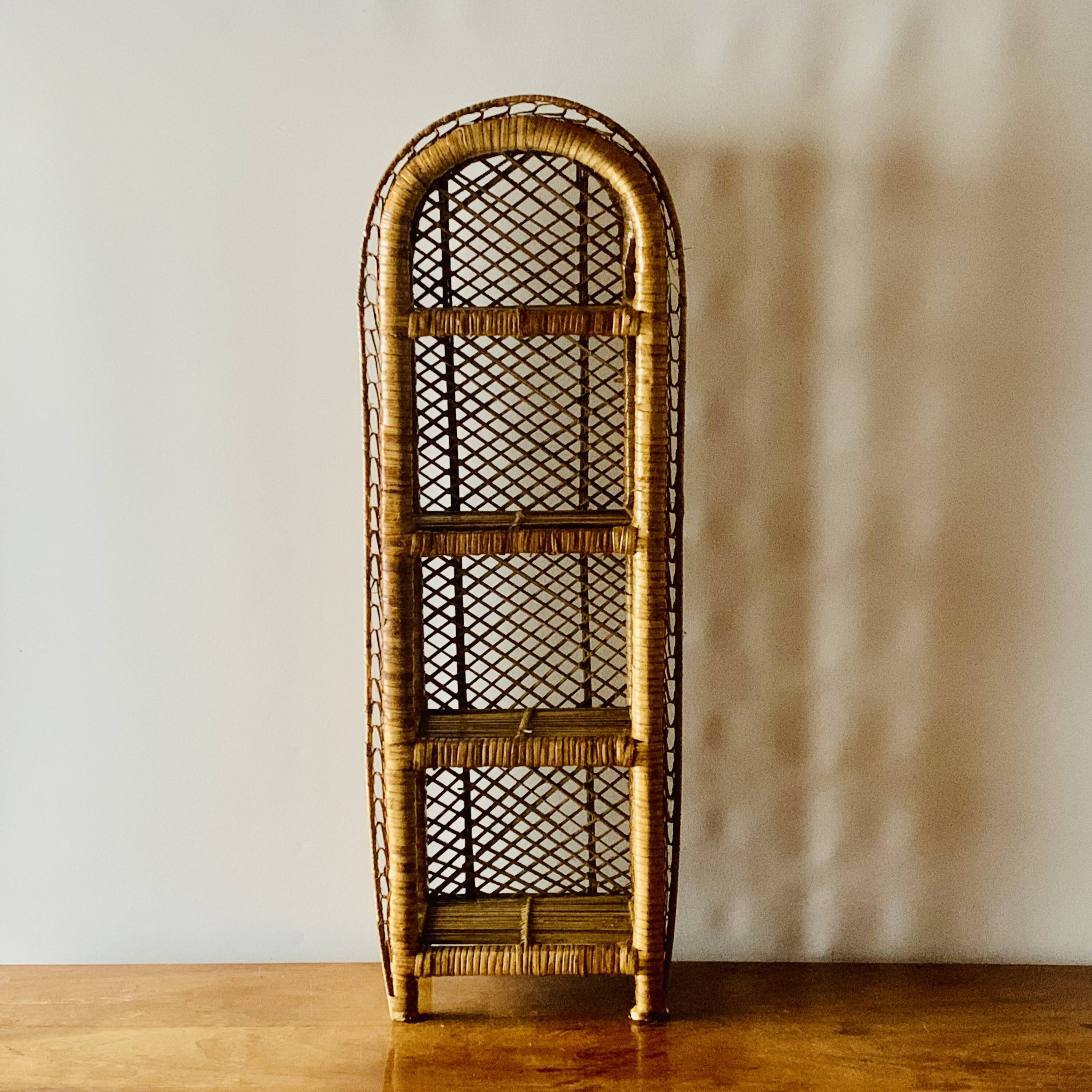 Vintage rattan and wicker shelf