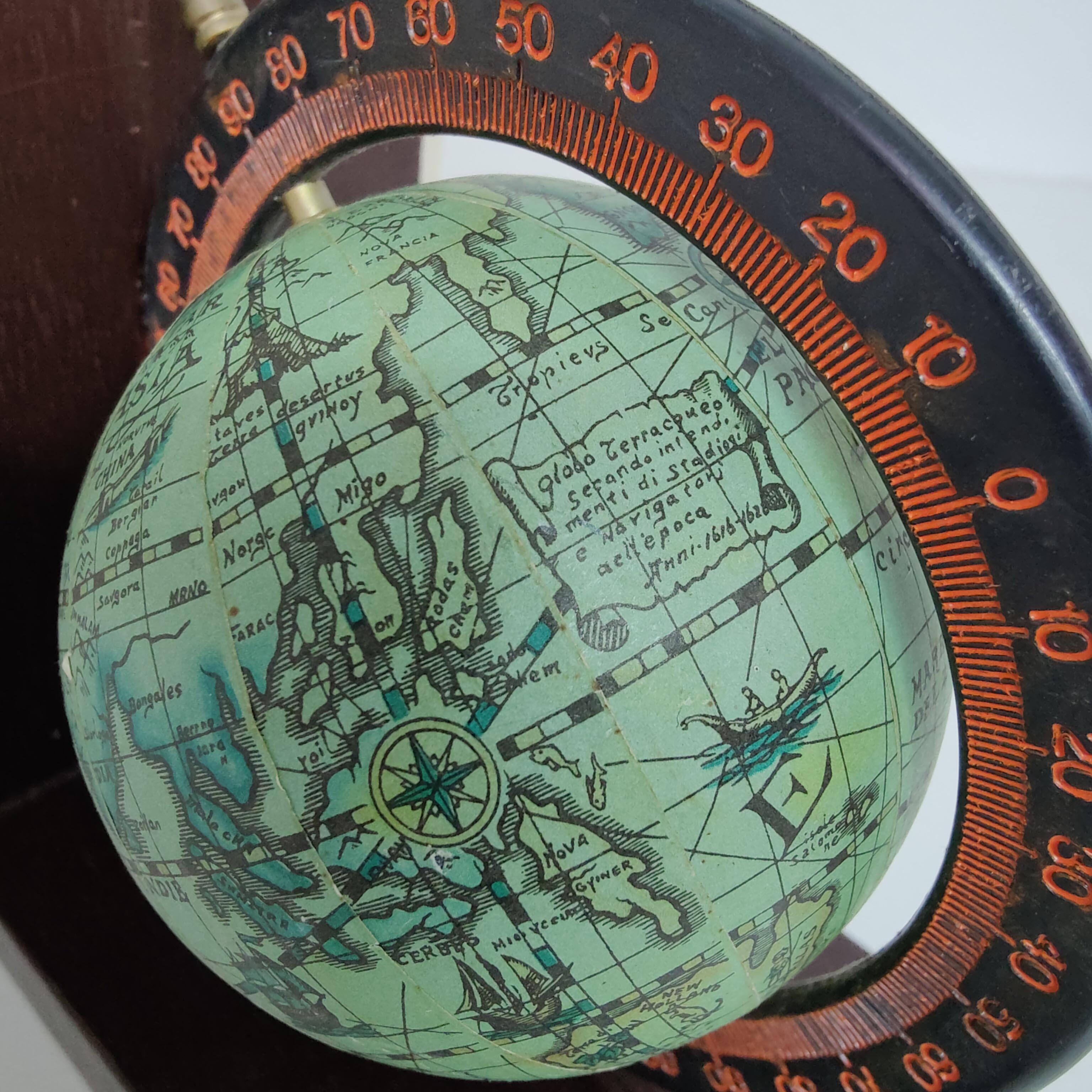 Pair of bookends vintage globe world map wood paper