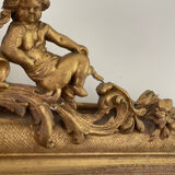 Old mirror louis Philippe gilded gold leaf pediment angels