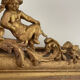Old mirror louis Philippe gilded gold leaf pediment angels