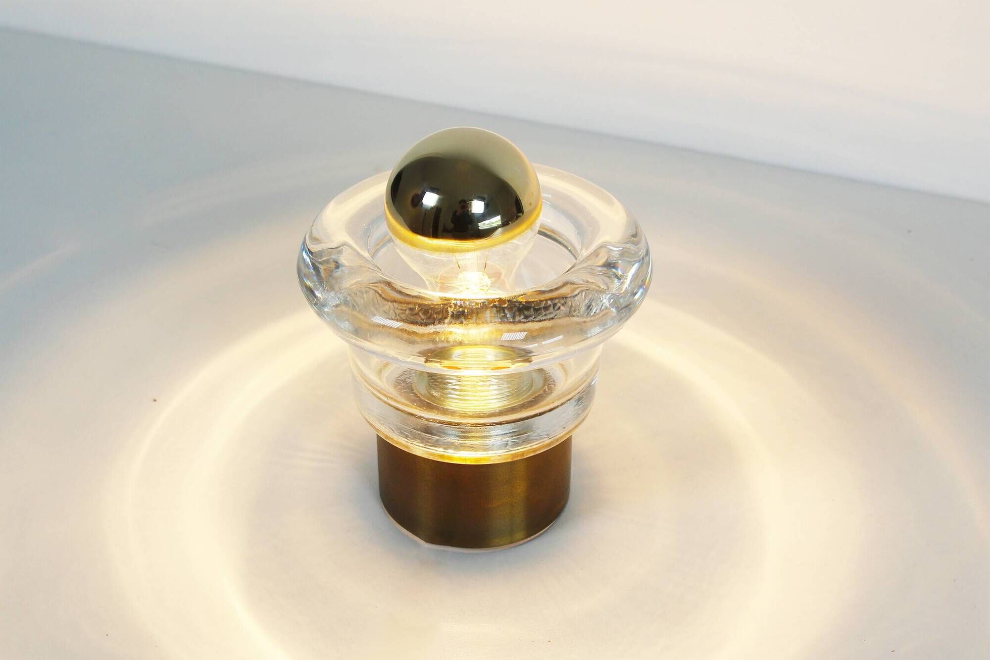 Pair of ice glass and brass wall lamps by Cosack Leuchten