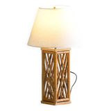Chippendale Style Lattice Rattan Bamboo Table Lamp