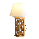 Chippendale Style Lattice Rattan Bamboo Table Lamp