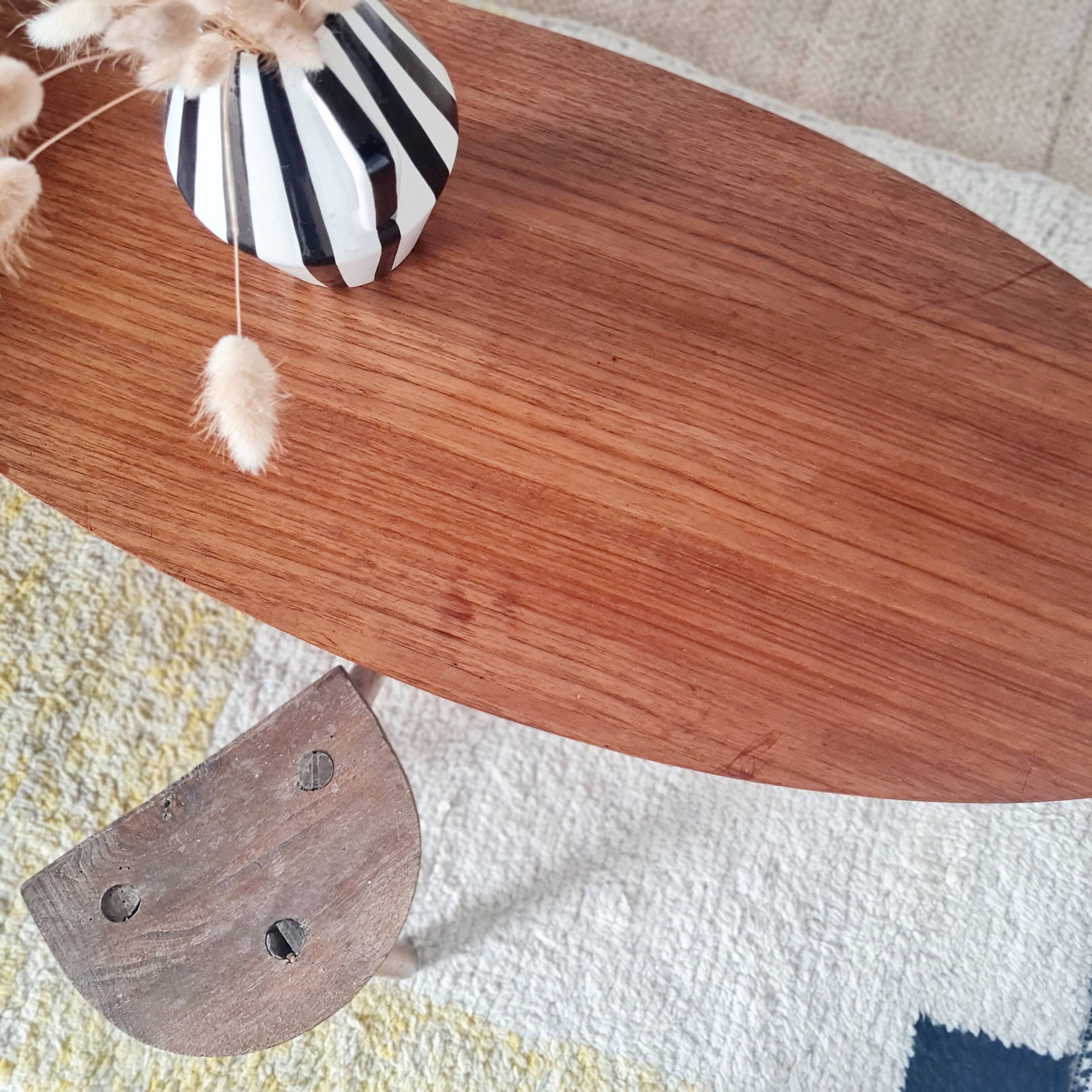 Table basse vintage plateau ovale scandinave