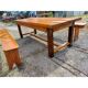 Table de ferme campagnarde en chêne et pin + 2 bancs