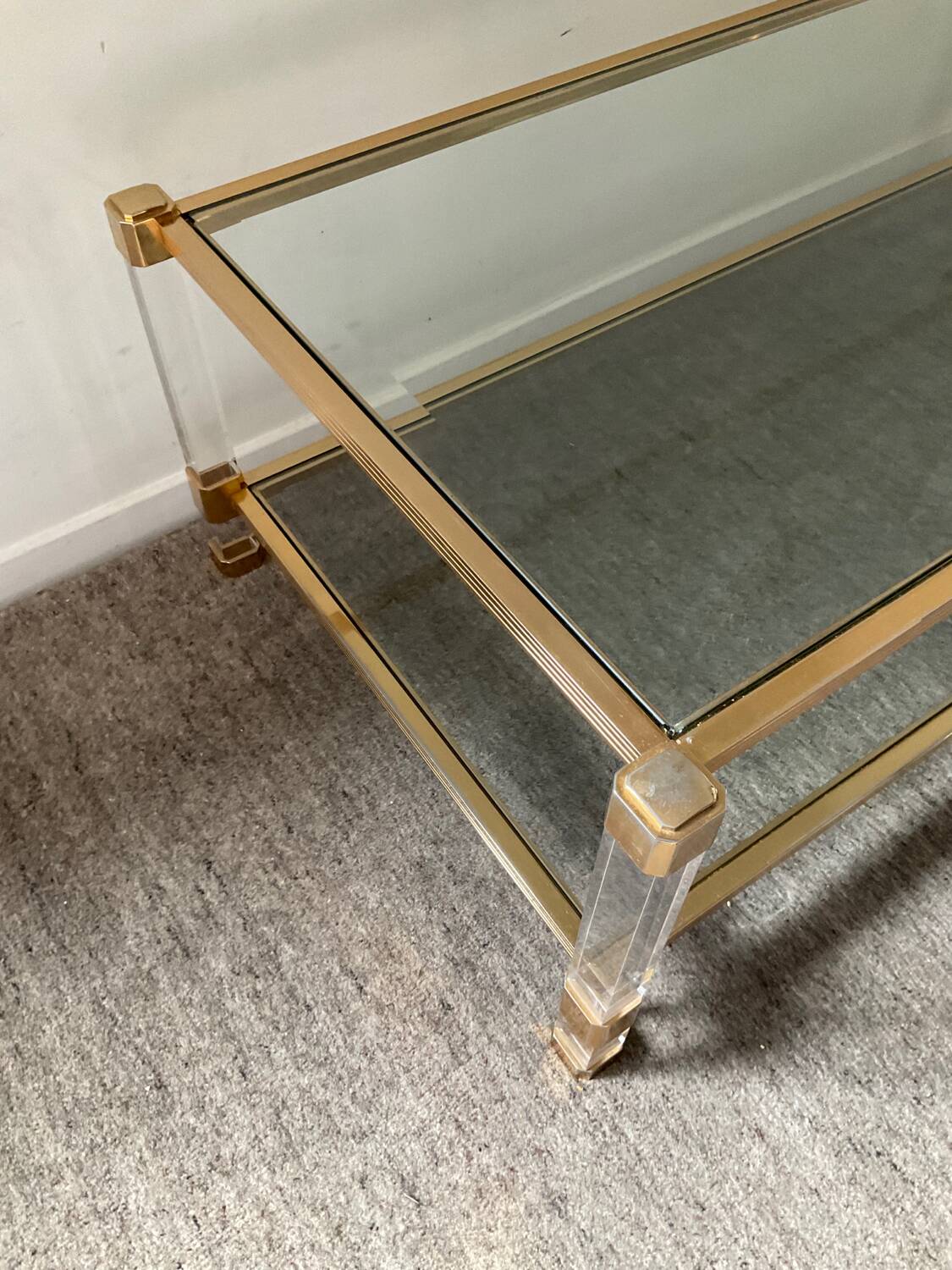 Vintage lucite and brass coffee table from the 70s