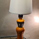 large lamp in ceramic silver and orange varnished