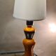 Lampe  en ceramique argent et orange vernisé