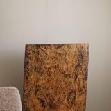 Antique square table with drop leaves made of burl wood, handcrafted in Sweden, 19th century.