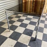 Chrome table and smoked glass